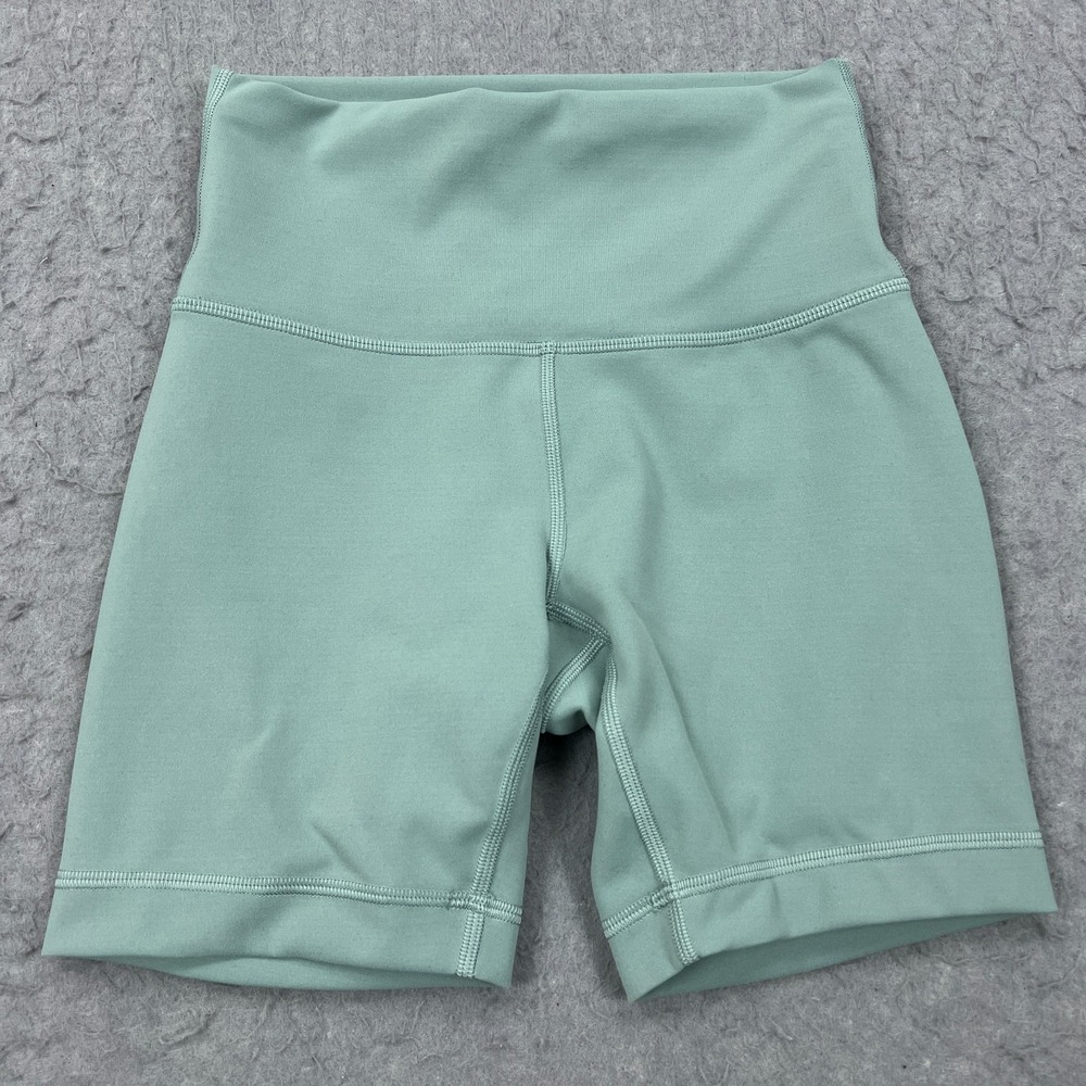 Lululemon Wunder Train High-Rise Short 6" Womens 4 Misty Glade Biker Yoga W7BESS - Picture 1 of 13